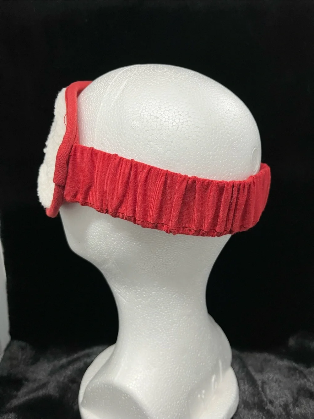 PINK Victoria's Secret Cream Sherpa Sleep Mask with Red Trim
